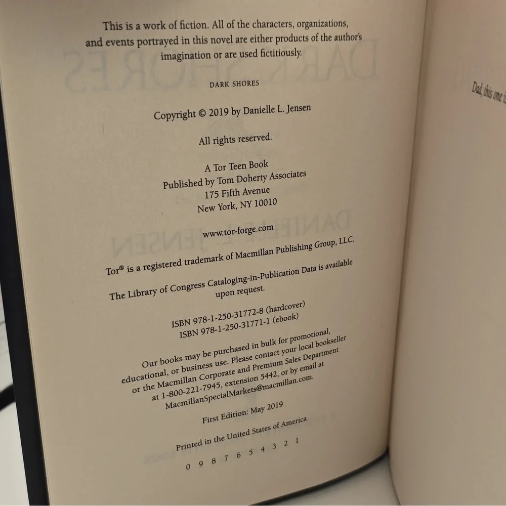 Danielle L. Jensen Dark Shores Hardcover 2019 First Edition Tor Dark Shores #1